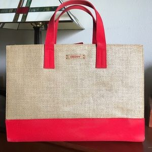 DKNY Red/Straw Handbag